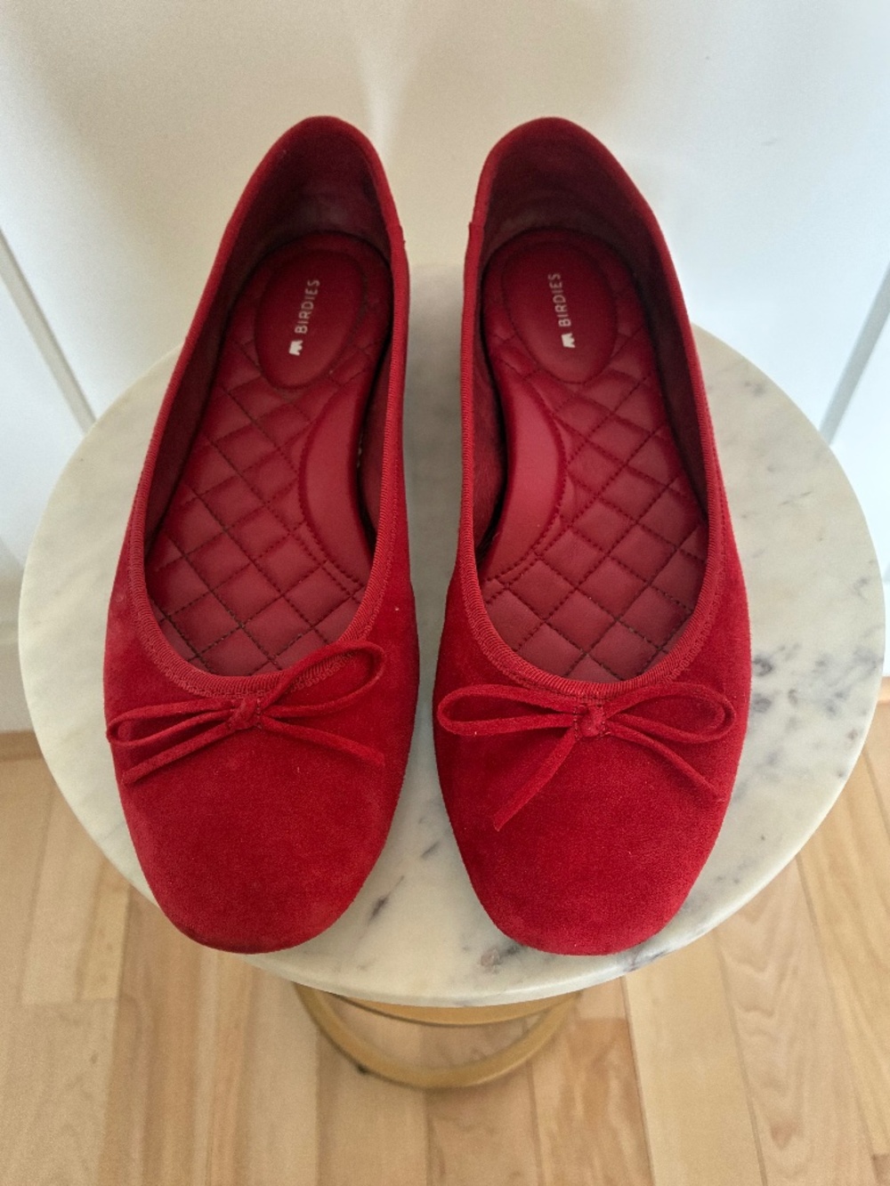 Birdies Hummingbird red suede ballet flats